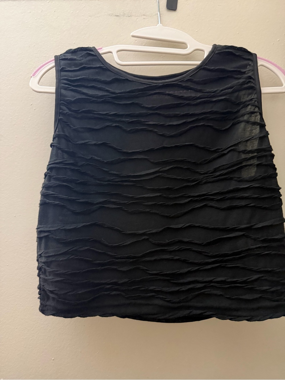 Black Textured Mesh 2-Piece Crop Top & Leggings Set | Size XL